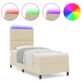  Krevet s Podlogom s Madracem &amp LED Bež 100x200 cm Tkanina | shoptok.hr