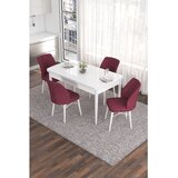 Hanah home trpezarijski set Eva, sto na razvlačenje i 4 stolice, bela ploča, bordo tkanina Babyface | Eponuda.com