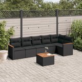 Maison Chic Seti vrtnega pohištva - Vrtna garnitura - Vrtni pohištvo set 7-delna z blazinami črn poli ratan, (21803740) | Shoptok.si