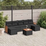  8-dijelni set vrtnih sofa od poliratana s jastucima crni | shoptok.hr