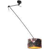 QAZQA Viseča svetilka z velur senčnimi cvetovi z zlatom 35 cm - Blitz I črna Cene