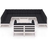  Vrtna sedežna garnitura 12-delna z blazinami bela borovina, (20704338) | Shoptok.si