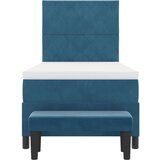  Krevet s oprugom s madracem i klupom tamno plavi 90x190 cm baršun | shoptok.hr