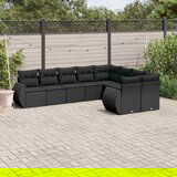 vidaXL 9-dijelni set vrtnih sofa s jastucima crni od poliratana | shoptok.hr
