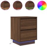  Noćni ormarić s LED svjetlima smeđi hrast 38x34x50 cm | shoptok.hr