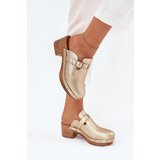 Boto Women's Heeled Sandals With Buckle Gold Veldexina | Shoptok.si
