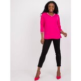 Fashion Hunters Basic fuchsia blouse with a V-neck Cene