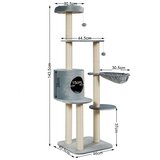  Mačka drvo s stupovima prekrivenim plišom i ležaljkom (siva) dim. 144 cm | shoptok.hr