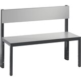 C+P Garderobna klop BASIC PLUS, enostranska, sedežna površina iz HPL, polovična višina, rešetka za čevlje, dolžina 1000 mm, srebrno sive barve | Shoptok.si