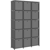 vidaXL regal s 15 škatlami siv 103x30x175,5 cm blago Cene