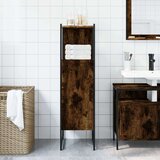 vidaXL Kopalniška omarica dimljeni hrast 33x33x120,5 cm inženirski les | Shoptok.si