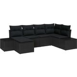  Garnitura Kauča za Vrt Set od 6 Crna Ratan Poliester | shoptok.hr