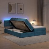 LED krevet za pohranu s madracem Tamno plava 200 x 200 cm | shoptok.hr