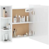 Ormarić s ogledalom i LED svjetlima sjajni bijeli 70x16,5x60 cm | Eponuda.com