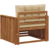  Set vanjskih sofa Čvrsto drvo akacije i poliester Prirodna - Prirodno i bež Vučna šina | shoptok.hr