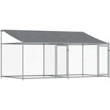  Kavez za pse s krovom i vratima sivi 4x2x2 m pocinčani čelik | shoptok.hr