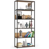 AKORD Metalna loft polica 80 cm - črno-hrastova obrt - 6 polic, (21714196) Cene