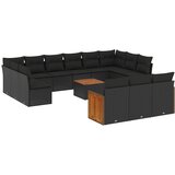  14-dijelni set vrtnih sofa s jastucima poliratan crni | shoptok.hr