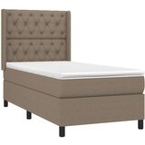  Krevet box spring s madracem LED smeđesivi 80 x 200 cm tkanina | shoptok.hr