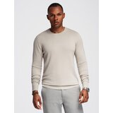 Ombre Men's sweater with round neckline in stretch knit with classic weave - beige | Shoptok.si