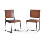GINER Y COLOMER Komplet dveh stolov iz rjavega usnja in kovine, (22147274) | Shoptok.si