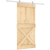  Klizna vrata Prirodna i bijela 95 x 210 cm Čvrsta borovina | shoptok.hr