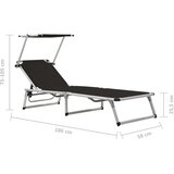  Sklopive ležaljke s krovom 2 kom aluminij i tekstilen crne | shoptok.hr