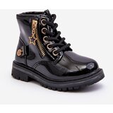 Kesi Girls' patent leather boots with zipper, insulated black Felori Cijene