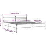  Posteljni okvir siva sonoma 180x200 cm inž. les in kovina, (21166088) | Shoptok.si