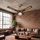 EUROLAMP S.A. Plafonski ventilator sa svetlom E27, 125 cm, 70W, braon-zlatni | Eponuda.com