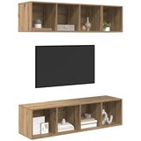 Set TV komoda 3 kom. Umjetnički hrast Konstruirano drvo Smeđa 37 x 37 x 107 cm | shoptok.hr