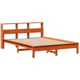  Knjižna postelja brez vzmetnice vošč. rjava 120x190 cm borovina | Shoptok.si