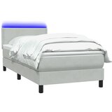 Box Spring krevet s madracem i LED svijetlo sivi 80x210 cm baršun | shoptok.hr