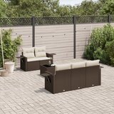  6-dijelni set vrtnih sofa od poliratana s jastucima smeđi | shoptok.hr