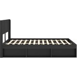 Krevetna konstrukcija s pohranom i uzglavljem Crna 160 x 200 cm | shoptok.hr