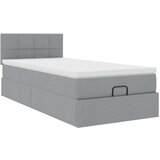 vidaXL Otomanski posteljni okvir z vzmetnico siv 90x200 cm blago | Shoptok.si