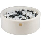 MeowBaby ® Okrogli bazeni iz pene H30cm Supersoft Velvet White, 200 žogic: bela/biserno bela/črna, (20733783) | Shoptok.si