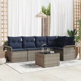  Vrtna sedežna garnitura z blazino 6 pcs Siva Poly ratan, (5000021914) | Shoptok.si