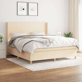 vidaXL Krevet s oprugama i madracem krem 160x200 cm od tkanine | shoptok.hr