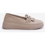 S. BARSKI Light Women's Leather Moccasins on Platform Beige | shoptok.hr
