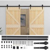  Klizna vrata 2 pcs Prirodna i crna Masivna borovina | shoptok.hr