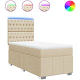 vidaXL Box spring postelja z vzmetnico krem 80x200 cm blago, (21321631) | Shoptok.si