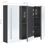  LED kupaonski ormarić s ogledalom 89 x 14 x 62 cm sivi | shoptok.hr