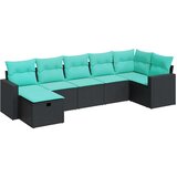  Vrtna garnitura - 7-dijelni set vrtnih sofa od poliratana s jastucima crni - Crna sa spremištem 7 | shoptok.hr