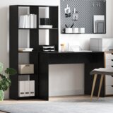 vidaXL Stol s policom Crni hrast 138.5 x 55 x 143 cm Konstruirano drvo | shoptok.hr