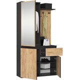 AKORD Entro Garderobni Komplet, Črna/Hrast Craft, (5000332870) | Shoptok.si