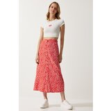  Women's Orange Patterned Slit Viscose Skirt | shoptok.hr