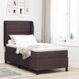  Postelja z vzmetnico Temno rjava 90x200 cm Tkanina, (22052733) | Shoptok.si