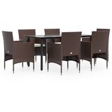  7-dijelni vrtni blagovaonski set s jastucima smeđe-crni | Eponuda.com