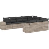 Maison Chic Seti vrtnega pohištva - Vrtna garnitura - Vrtni pohištvo set 10-delna z blazinami sv. siv poli ratan, (21815333) | Shoptok.si